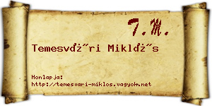 Temesvári Miklós névjegykártya