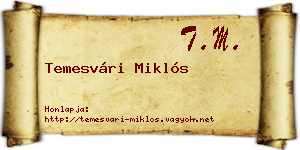 Temesvári Miklós névjegykártya